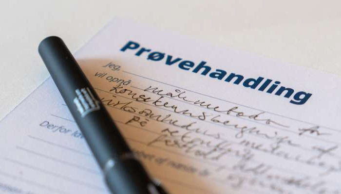 Billede af et dokument med overskriften Prøvehandlinger